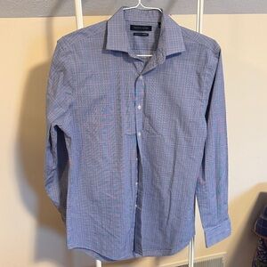 Tommy Hilfiger athletic Fit stretch dress shirt plaid blue purple 15-1/2 34/35